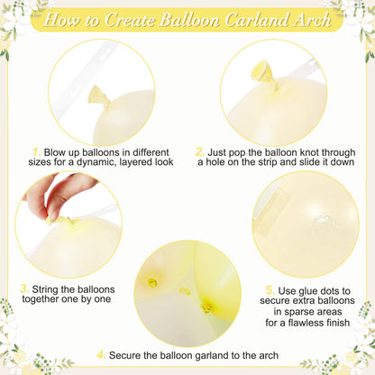 Yellow Balloon Arch Kit 108Pcs Double Stuffed Pearl Yellow Pastel Yellow White Clear Balloons for Bridal Shower Baby Shower Birthday Wedding Engagement Party Decorations