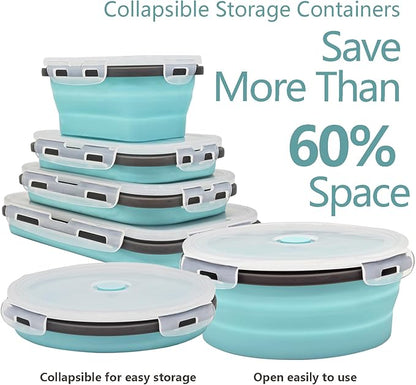 8 Collapsible Food Storage Containers, Silicone Collapsible Food Storage