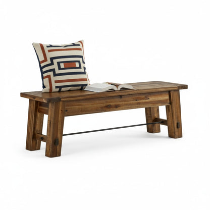 Durango Rustic Farmhouse Style 60-Inch Wood Bench - Industrial Modern Accent Furniture with Solid Wood Seat for Entryway, Dining Room, Hallway, Foyer, or Kitchen by Alaterre Furniture