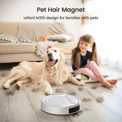 Lefant M210P Robot Vacuum Cleaner, Super Thin, Powerful Suction, Quiet, Self-Charging, Ideal for Pet Owners, Cleans Hard Floors to Medium-Pile Carpets, 120 Mins Runtime, APP/WiFi/Alexa Control, Gray