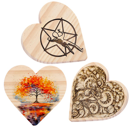 36 PCS 4 Inch Unfinished Wood Coasters, Premium Heart Wooden Plaques for DIY Crafts, Drawing, Painting, Wood Engraving, Wood Burning, Laser Scroll Sawing and Home Decoration