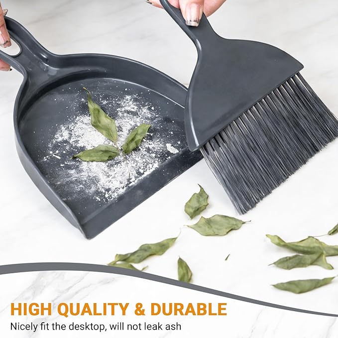 THINKLEARN 2PCS Small Dust Pan and Brush Set, Mini Broom and Dustpan Set
