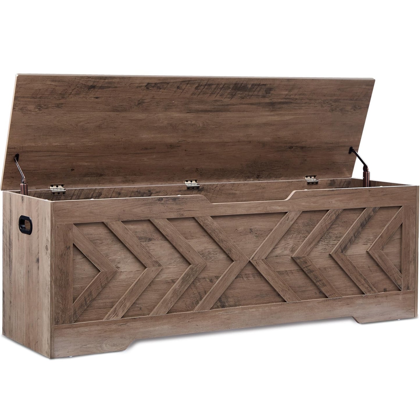 XDliv 55.1” Storage Bench, Extra Large Entryway Bench with Storage,Storage Chest with 2 Safety Hinges,Blanket Storage,Shoe Storage Chest for Bedroom,Living Room,Easy Assembly. (Greige)
