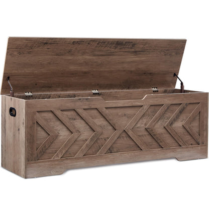 XDliv 55.1” Storage Bench, Extra Large Entryway Bench with Storage,Storage Chest with 2 Safety Hinges,Blanket Storage,Shoe Storage Chest for Bedroom,Living Room,Easy Assembly. (Greige)
