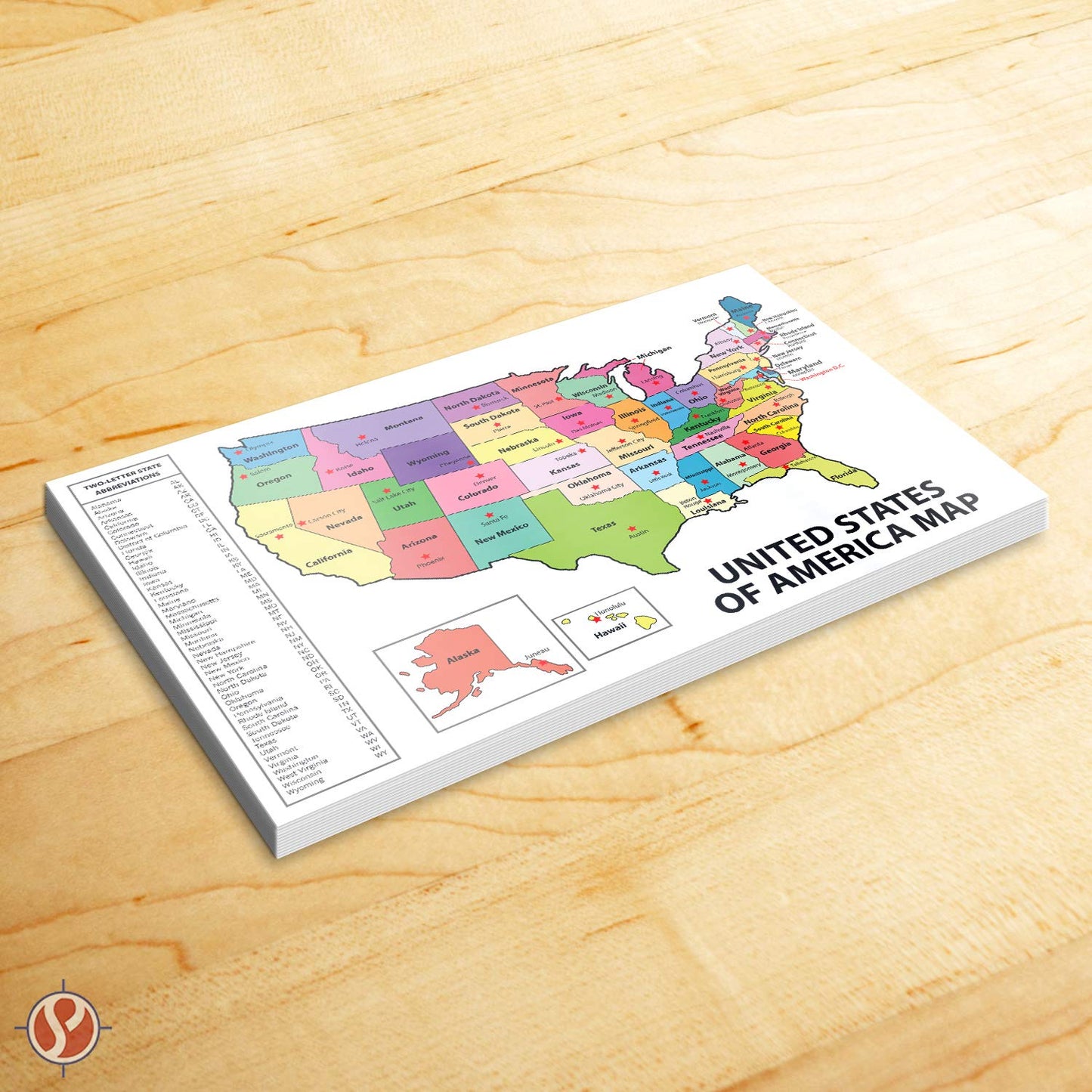 United States Map - USA Poster, US Educational Map - With State Capital - for Ages Kids to Adults - Home School Office - Printed on 12pt. Glossy Card Stock | Bulk Pack of 10 |11 x 17 Inches