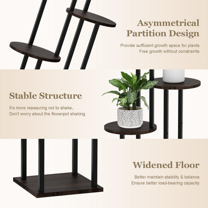 SMFANLIN 4 Tier Plant Stand Indoor, Metal Wooden Tall Plant Shelf Flower Pot Stand for Multiple Plants, Corner Flower Holder Plant Display Rack for Living Room Balcony Patio Garden (Black)