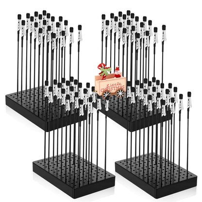 Junkin 4 Sets Model Painting Stand Base with 80 Alligator Clip Sticks, 5.9 x 3.9 Inch Airbrush Stands Portable Models Parts Holder for DIY Miniature Modeling Professional Model Spraying Tools