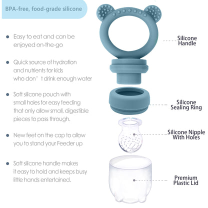 BigSpinach Silicone Baby Food Freezer Tray with Teething Popsicle Molds - Baby Fruit Feeder and Breastmilk Teether Combo