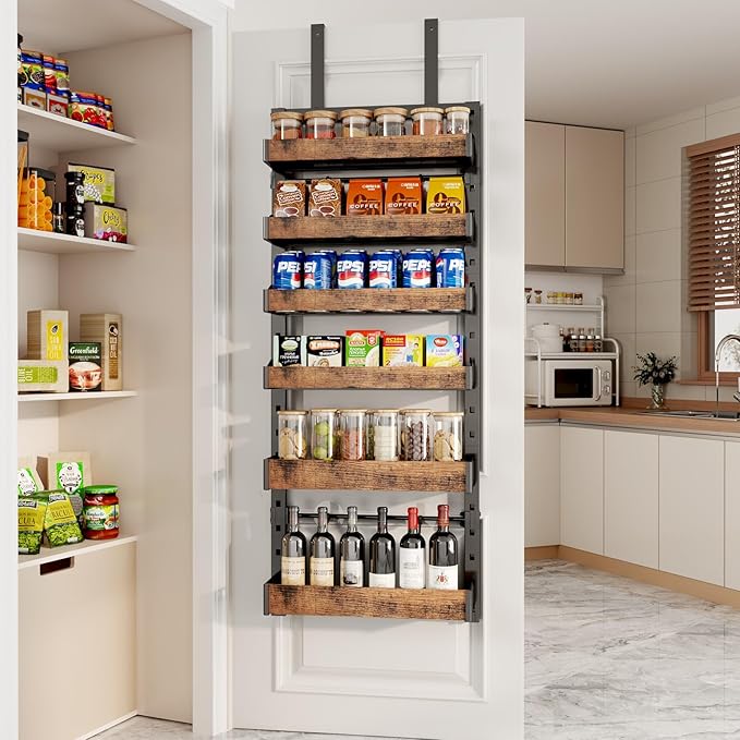6-Tier Over The Door Pantry Organizer, Heavy-Duty Metal Wall Mount or Hanging
