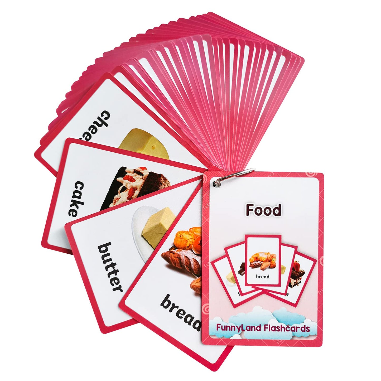 Lilias Fruits Vegetable Food Flash Cards, English Words Learning Pocket Card for Toddlers, Toddler Learning Toys, Learning Supplies for Kindergarten Preschool, 3 Themes Set, (WC003,004,005)