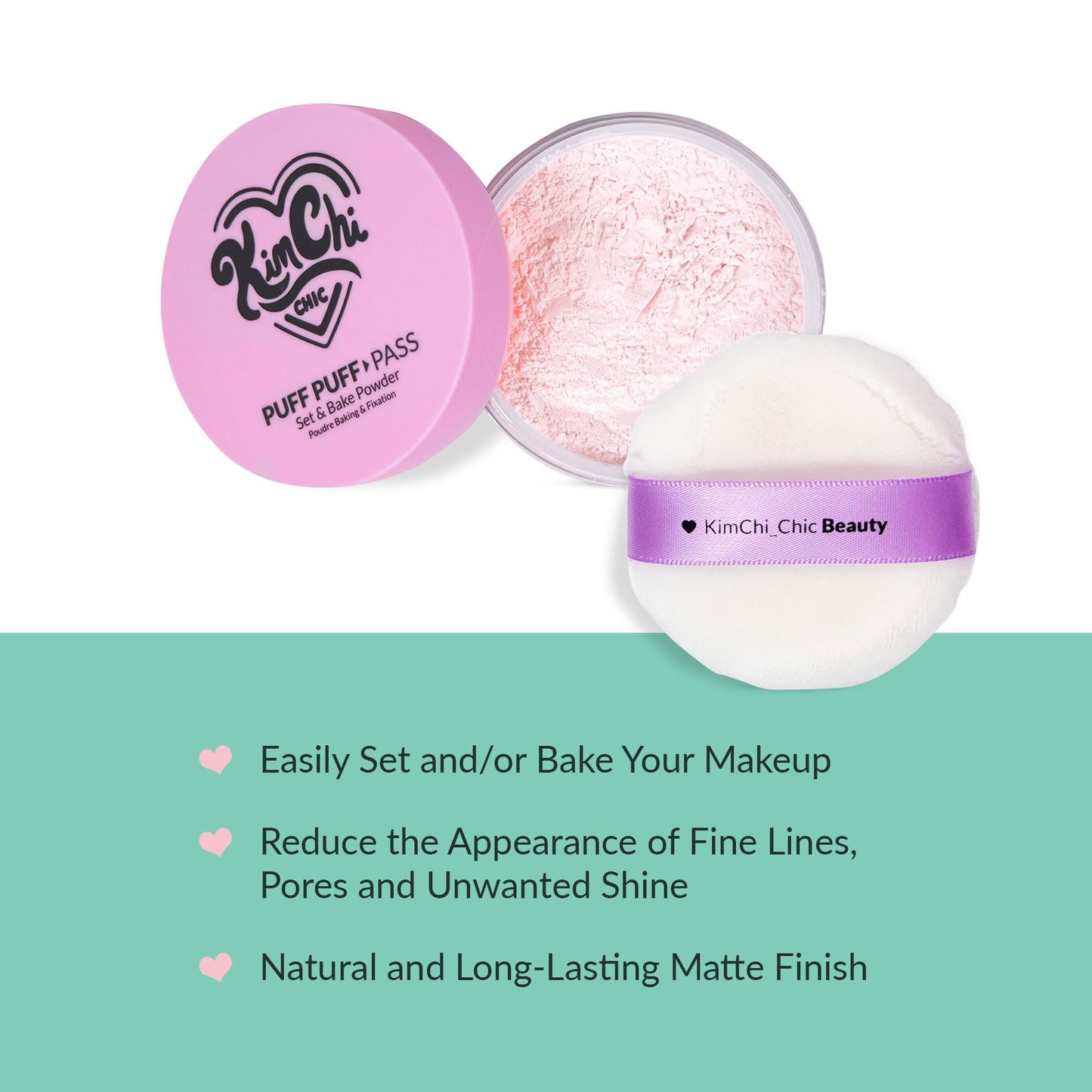 Kimchi Chic Beauty Puff Puff Pass Set and Bake Setting Powder for Makeup, Extra Fluffy Loose Face Powder Poof, Soft Natural Face Makeup for Uneven Skin Tone, 03 Translucent