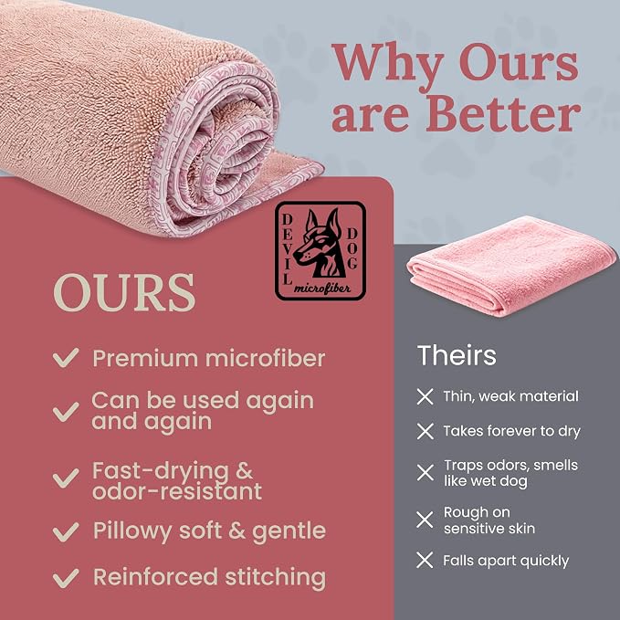 Premium Twisted Loop Drying Towels for Drying Dogs Large 24" x 35" Super Absorbent Microfiber Dog Bath Towel – Quick Dry, Soft – 1200 GSM Orange for Pets, Beach, Camping & Travel
