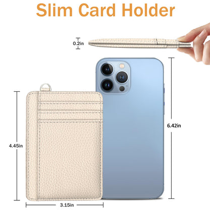 Yonlevres Credit Card Holder for Women, Slim RFID Wallet Front Pocket Small Card Holder, Travel Card Case ID Window PU Leather Cute Funny Thin RFID Blocking Card Organizer Gifts Girls Ladies