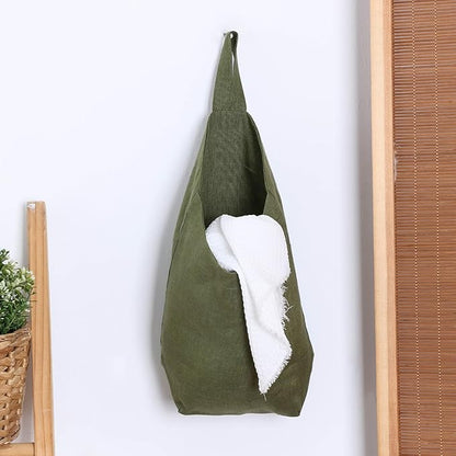 100% Linen Hanging Storage Bags Baskets 2 Pcs, Small Wall Storage Bag