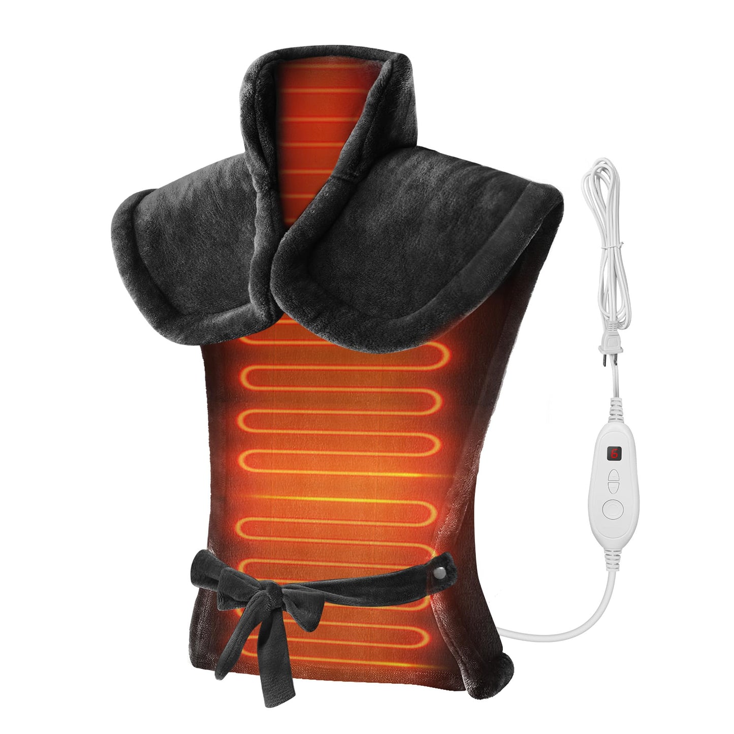 Snailax Heating Pad for Back Pain Relief, Christmas Gifts, Large Heating Pad for Neck Shoulder Back, Neck Warmer Weighted Wearable Back Heated Pad, Auto Shut Off, (Grey)