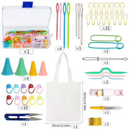 Bamboo Knitting Needles Set - 18 Pairs Wooden Knitting Needles for Beginners Complete Smooth Knitting Kit with Storage Bag (2.0-10.0mm) for Sweater Shawl Scarf DIY Craft