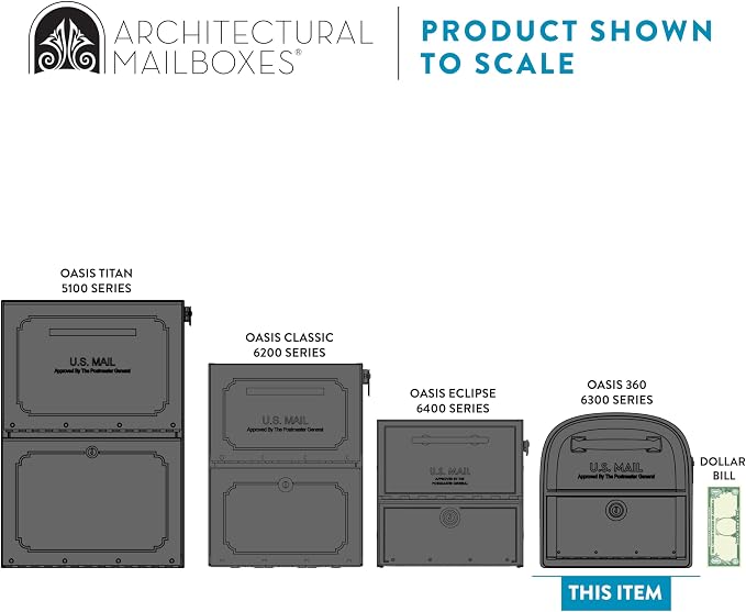 Architectural Mailboxes 6300RZ Oasis 360 Locking Parcel Mailbox with 2-Access Doors, X-Large, Rubbed Bronze | Galvanized steel build with a secure steel cam lock, dual access doors, and hopper delivery door. USPS approved.