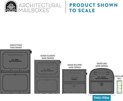 Architectural Mailboxes 6300RZ Oasis 360 Locking Parcel Mailbox with 2-Access Doors, X-Large, Rubbed Bronze | Galvanized steel build with a secure steel cam lock, dual access doors, and hopper delivery door. USPS approved.