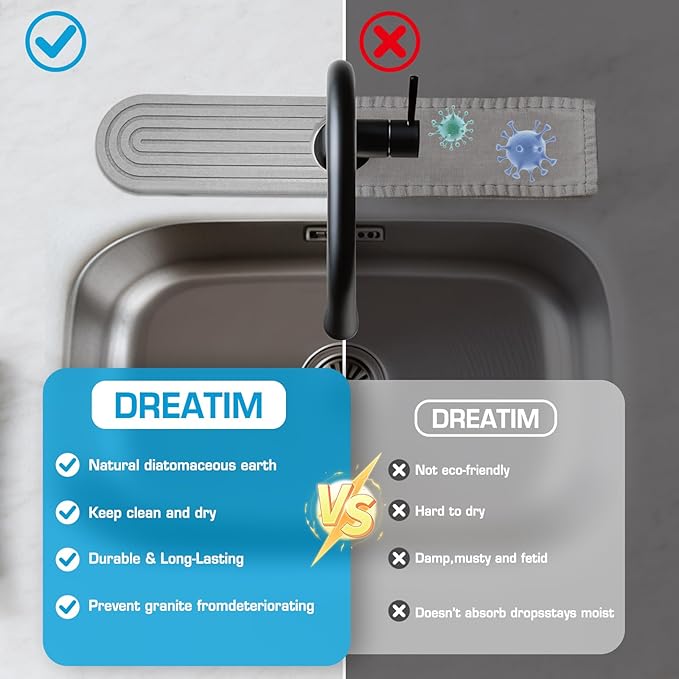 Diatomite Stone Faucet Mat For Kitchen Sink-Absorbent Fast Drying Stone Sink
