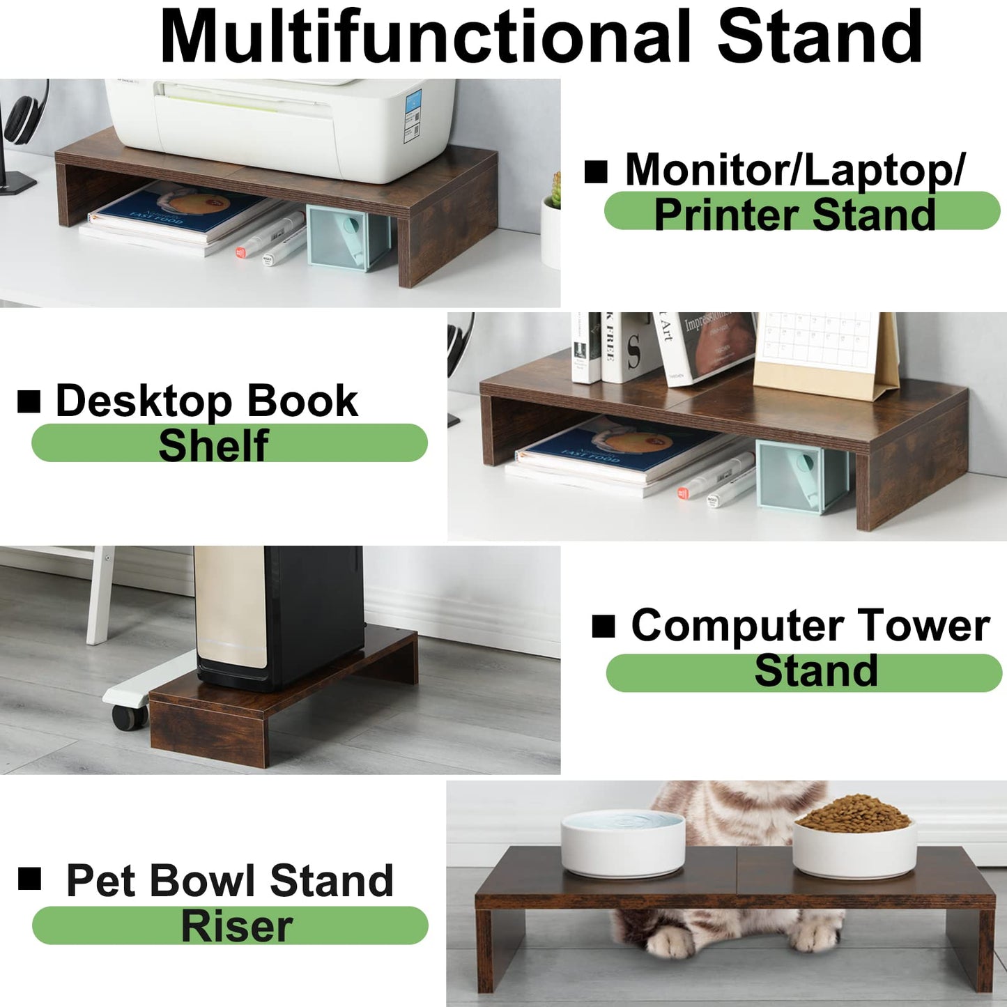 TEAMIX 2 Tiers +2 Pack Desktop Monitor Stand Riser 20 Inch Printer Stand, Desktop Organizer.