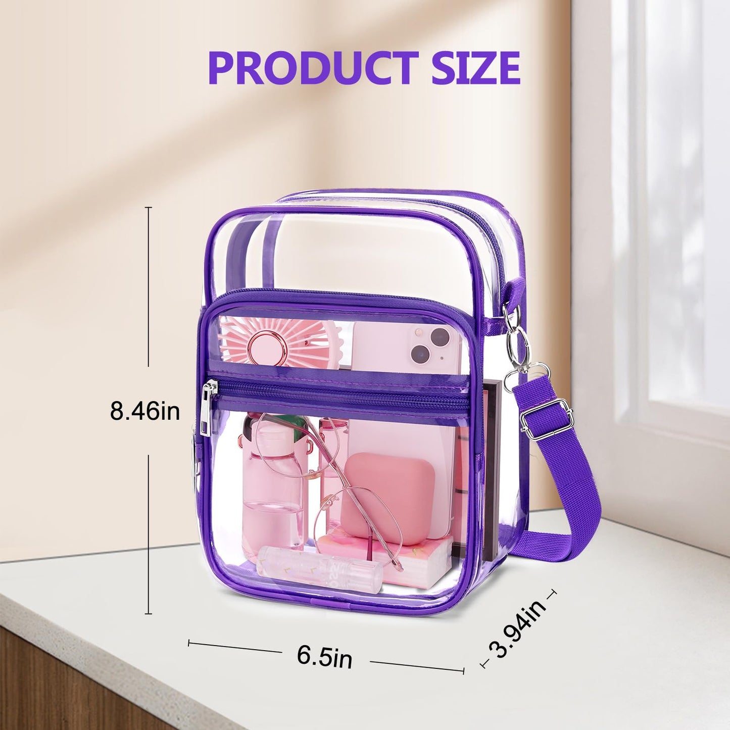 Blvornl Clear Crossbody Bag with Adjustable Shoulder Strap, Stadium Approved PVC Purse Bag, Messenger Bag