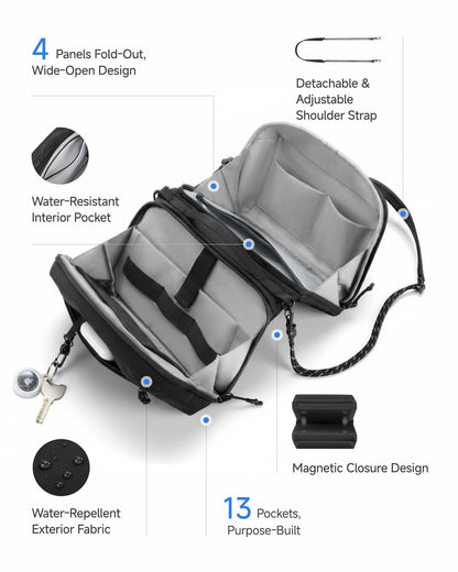 LUGGEX Electronics Organizer Travel Case, CBX01 Tech Bag with Magnetic Closure, Water Resistant Cable Organizer Bag for Business Travel, Tech Pouch for Cords, Chargers, Phone & Gadgets Accessories