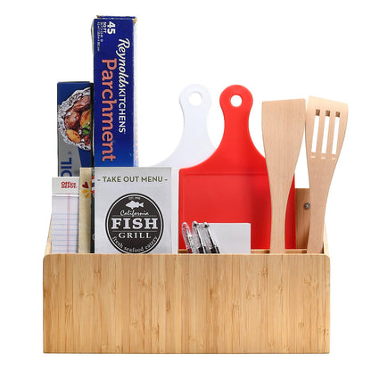 MobileVision Bamboo Magazine Holder / Mail Sorter / File Folder Organizer / Mounted Rack for Home or Office, Includes Mounting Screws