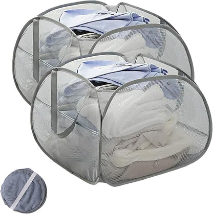 Collapsible Laundry Basket 90L, Foldable Mesh Pop-up Laundry Hamper