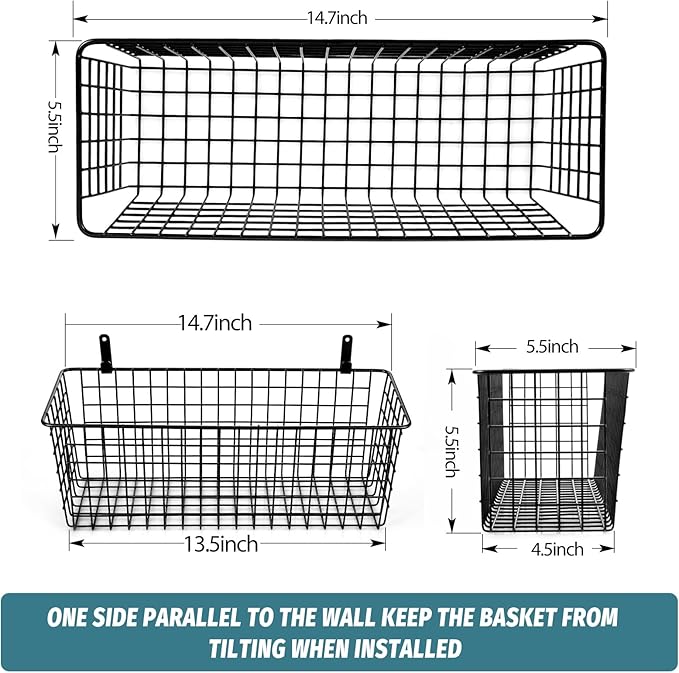 4 Set Hanging Wall Mount Storage Baskets