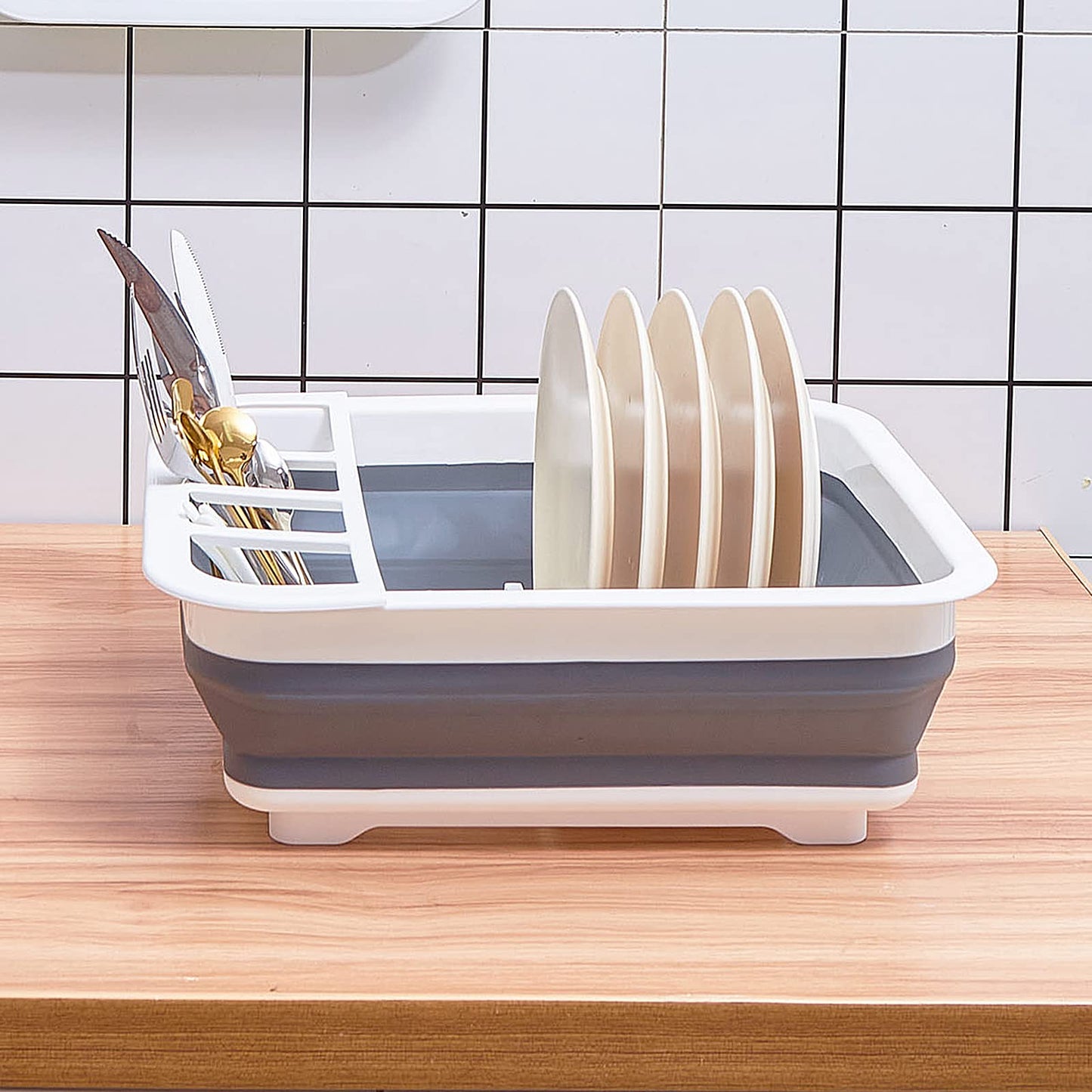 Collapsible Dish Drainer with Drain Plug & Swivel Spout - Space-Saving, Portable Dish Rack for Kitchens, RVs, Campers & Travel Trailers
