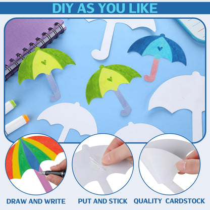 Harloon 100 Pcs Paper Cutout 5.5" 3.5" Classroom Bulletin Board Accents Cut Outs Kids DIY Craft Decoration with 100 Pcs Glue Point for School Home Party(Umbrella)