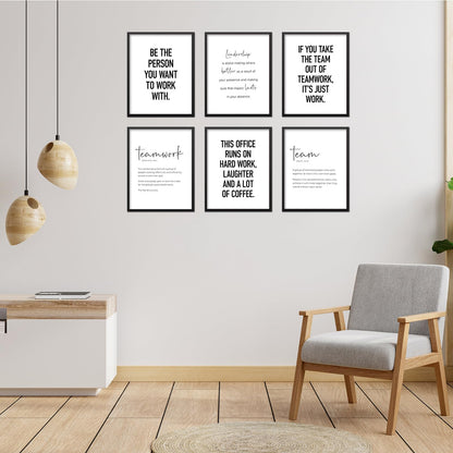 Modern Office Wall Art Motivational Posters Set of 6 Office Decor for Women Funny Team Posters Teamwork Inspirational Wall Art Positive Modern Decor Poster Canvas Print Unframed