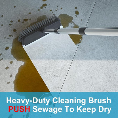 ITTAR Floor Scrub Brush with 55" Long Handle, Stainsless Steel Pole Heavy-Duty