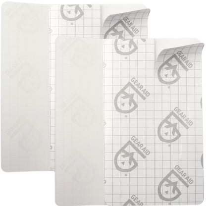 GEAR AID Tenacious Tape Flex Heavy Duty Patches for Fixing Holes and Rips in Outdoor Fabrics, Vinyl, Pool and Snow PVC Inflatables, Peel-and-Stick, Clear, Two 3" x 5" Patches, 2 Pack