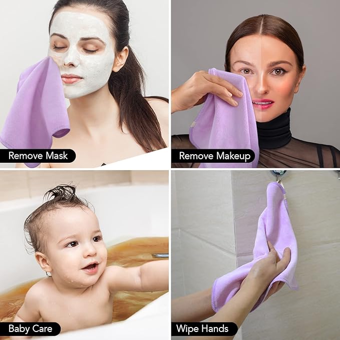 SINLAND Microfiber Facial Cloths Fast Drying Washcloth 12inch x 12inch Light