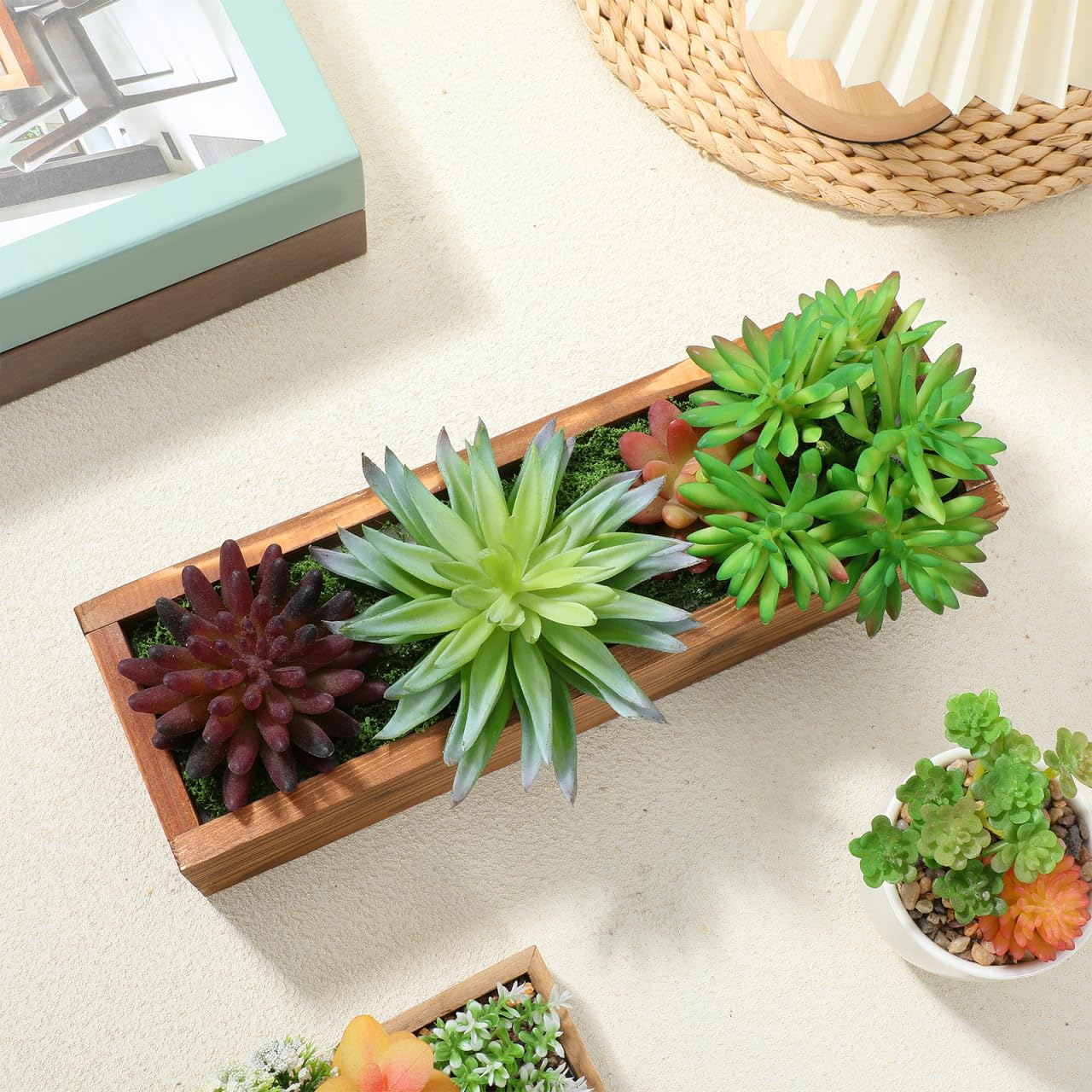 Toddmomy Rustic Cedar Wooden Planter .8 Inch Small Rectangular Window Box for Succulents Herbs Indoor Outdoor Decor