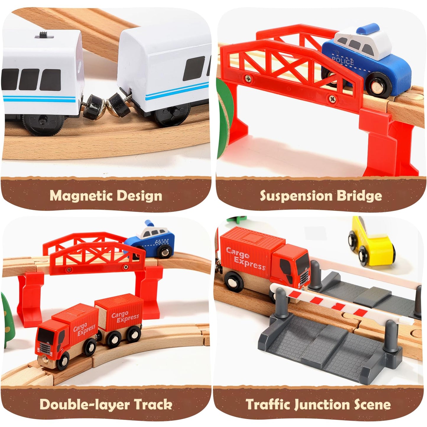 Electric Toddler Wooden Train Set Toy, 88 PCS Train Track Toys for 3 4 5 Years Old Kids, Boys and Girls