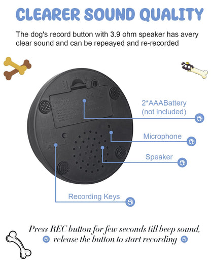 Dog Buttons for Communication, 9 Pcs Dog Talking Button Set, 30s Voice Recording Pet Buzzer Training Buttons, Speaking Button for Dogs with Waterproof Anti-Slip Dog Button Mat and 48 Scene Stickers