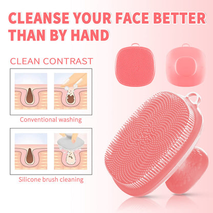 VWMYQ Face Scrubber, Silicone Face Scrubber for Men Facial Cleansing Brush Silicone Face Wash Brush Manual Waterproof Cleansing Skin Care Face Brushes for Exfoliating- Black