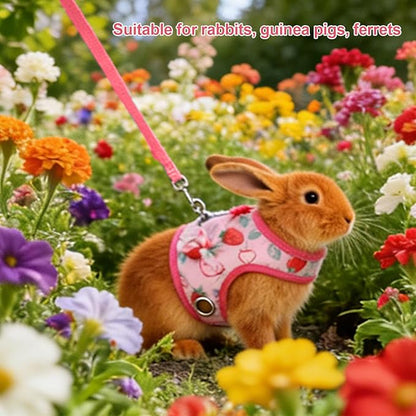 Small Pet Harness and Leash, Escape Proof Rabbit Vest with Soft Edges Dual Safety Buckles for Bunny Guinea Pig Ferret Chinchilla (L)