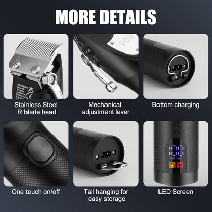 RESUXI Hair Clipper for Men T Blade Zero Gapped Nose Hair Trimmer Set, Professional Cordless Barber Clippers Hair Cutting Machine Haircut Grooming Kit,Black