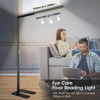 ZUIKAIG 77"LED Floor Lamp,80W Black Modern Free-Standing Lamp,8000LM Dimmable High brightness office Lamp for Reading Study Room，Living Room，Bedroom Room,Piano Room,Meeting Room 4000K Natural Daylight