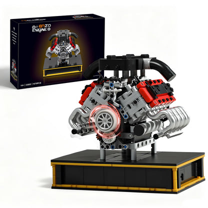 MOCBURIKU V8 Engine Building Set, Build Your Own Mini V8 Model Engine Kit that Run with Battery and Motor, 8-Cylinder Car Model Engine Building Toys for Adults Kids Age 14+ (1079PCS)