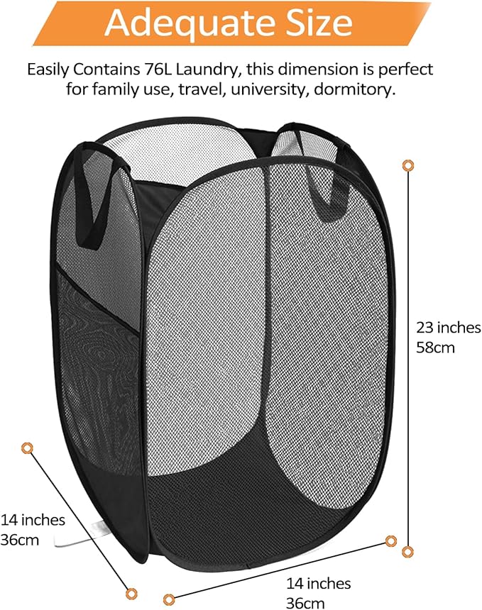 Durable Collapsible Laundry Baskets, Upgrade Foldable Pop Up Hamper