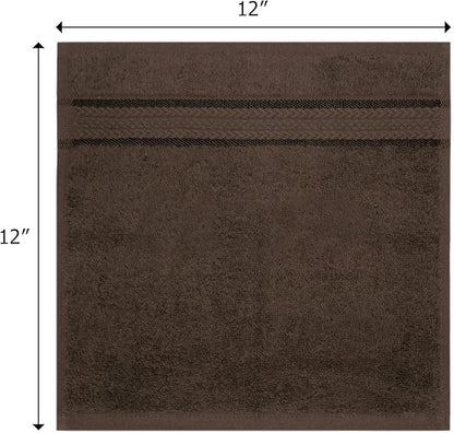 Cotton Craft - 12 Pack - Ultra Soft Extra Large Wash Cloths 12x12 Chocolate -