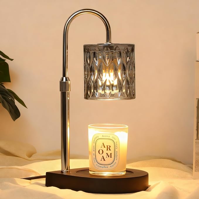 GEEZO Fragrance Candle Warmer Lamp，Electric Candle Warmer with Timer & Dimmer，Mom Christmas Birthday Gifts for Women, House Warming Gifts New Home Bedroom Decor