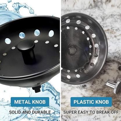 KONE Black Sink Basket Strainer Drain Stopper, 2 Pack Stainless Steel Matte