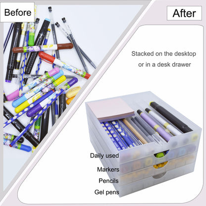 FASTRYF Craft Organizers and Storage, Pencil, Crayon, Marker, Pen Organizer, Pen Holder, Pen Tray Storage with Gel Pens, Fountain Pens, Chalk for Office, Art & Craft Room - 8Pack