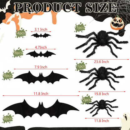 WinnerWhy 38 Pcs Halloween Wall Decor Set, Include Wall Mounted Creepy Reaching Hands Spiders Bats Stickers for Window Door Indoor Outdoor DIY Scary Decorations