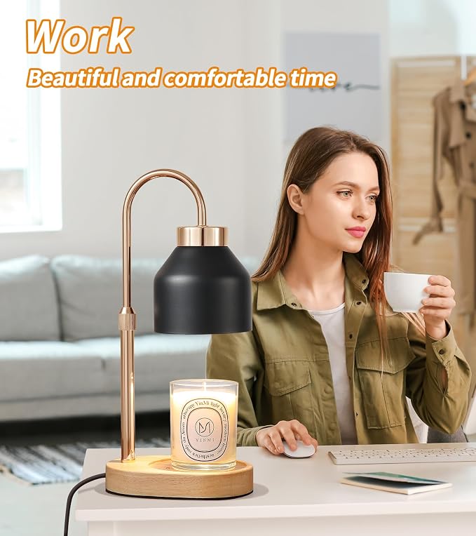 MEIXISUE Candle Warmer Lamp with Dimmer and Timer,Home Decor Lamp for Scented Jar,Electric Wax Melt Warmer,Mother's Day/Birthday for Mom/Wife,Adjustable Height,with 2 Bulbs